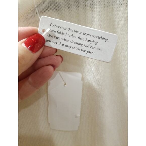 Soft Surroundings 3X Pleated Back Reserva Sweater Ecru Ivory~Black Ribbon ~ New! - Picture 4 of 9